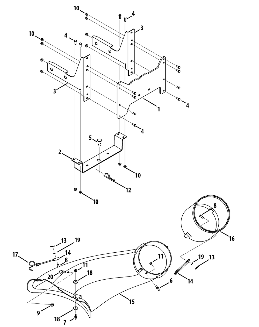 Chute And Mounting 42 Inch (Xt3 And 2000 Series, 40012 Stamped Deck) Diagram and Parts List for 19A40003 100 Cub Cadet Lawn Tractor
